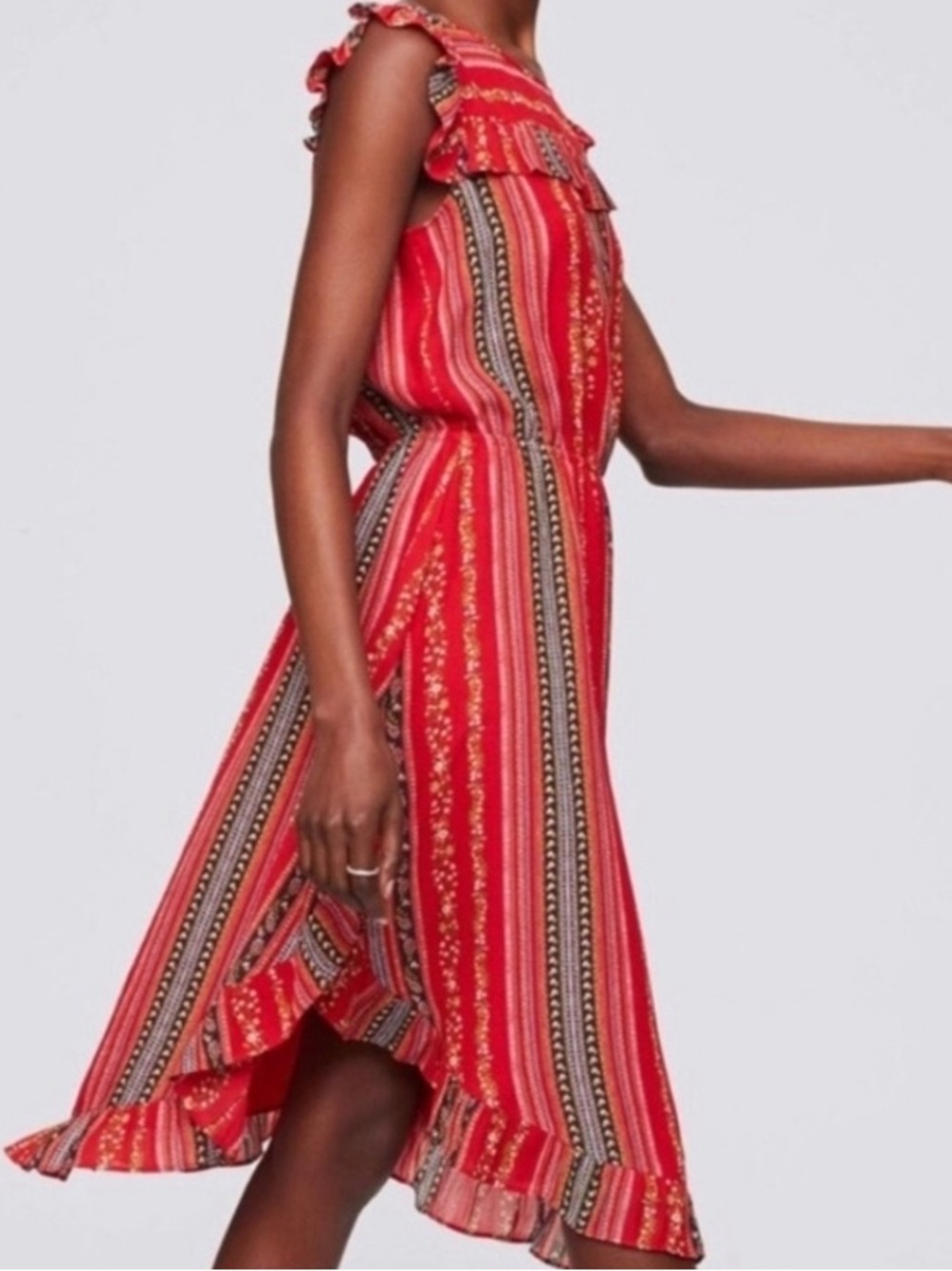 Loft Sirena ruffle midi dress boho feminine spring lightweight cottagecore‎